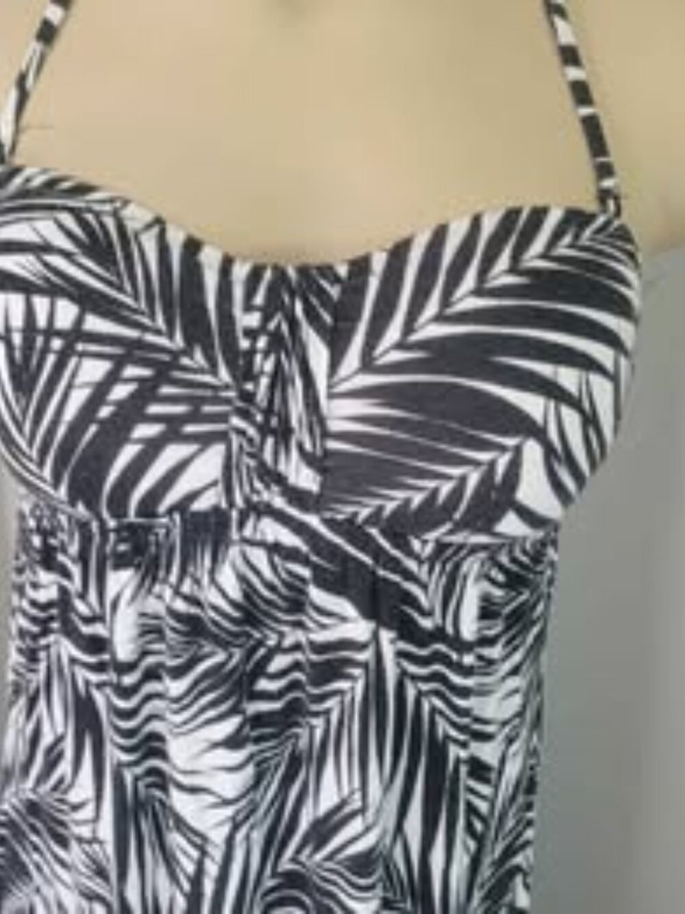 Kenneth Cole Reaction long dress swim cover-up black and white Palm design small